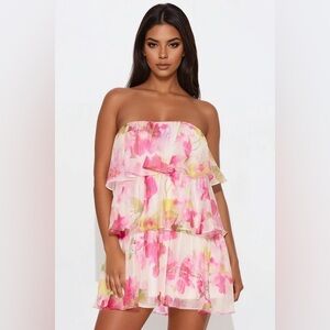 Fashion Nova Pink and Yellow Floral Dress